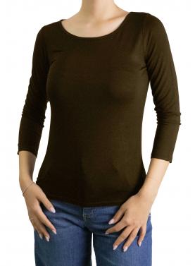 Maglia girocollo tinta unita manica 3/4